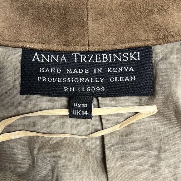 **SOLD** ANNA TRZEBINSKI NTITO COAT TAN SUEDE DUSTER - Picture 13 of 14